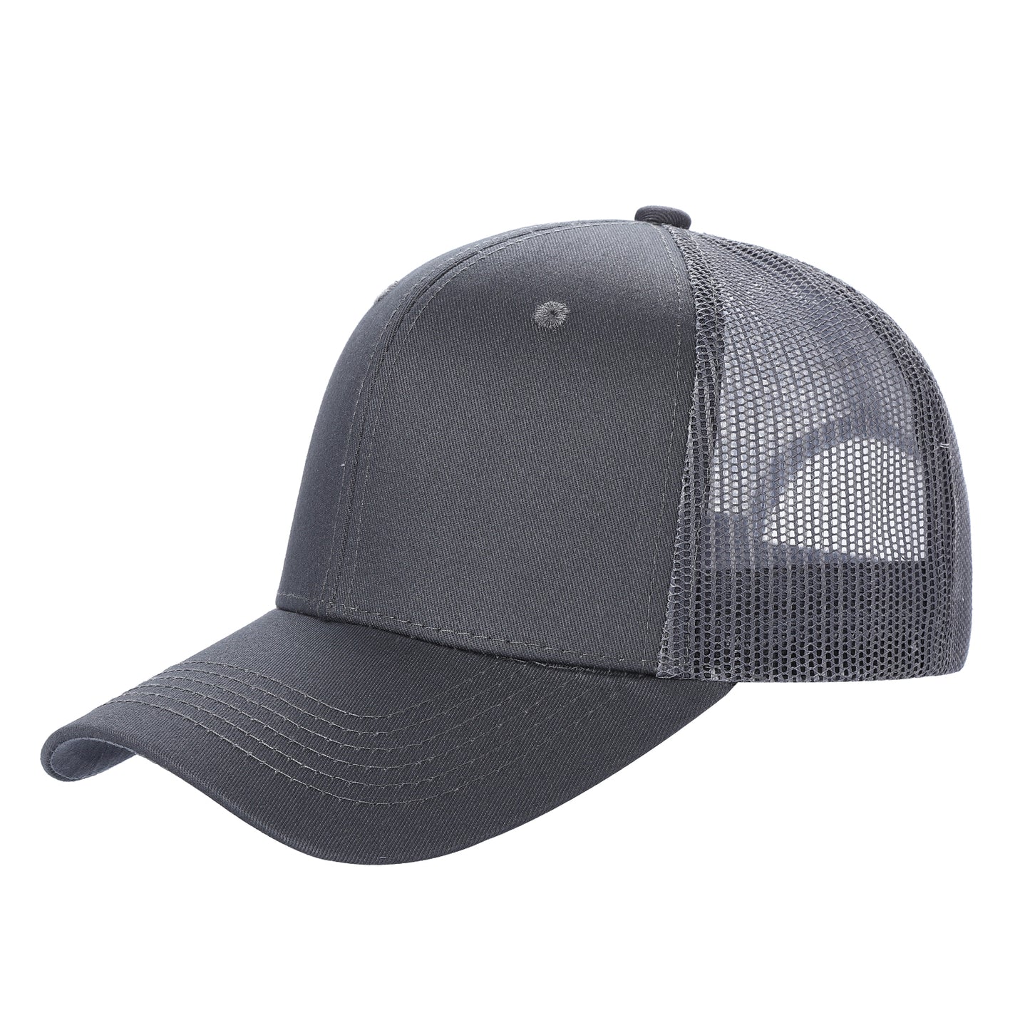 6CTM - Solid 6 Panel Curve Trucker Mesh Hat